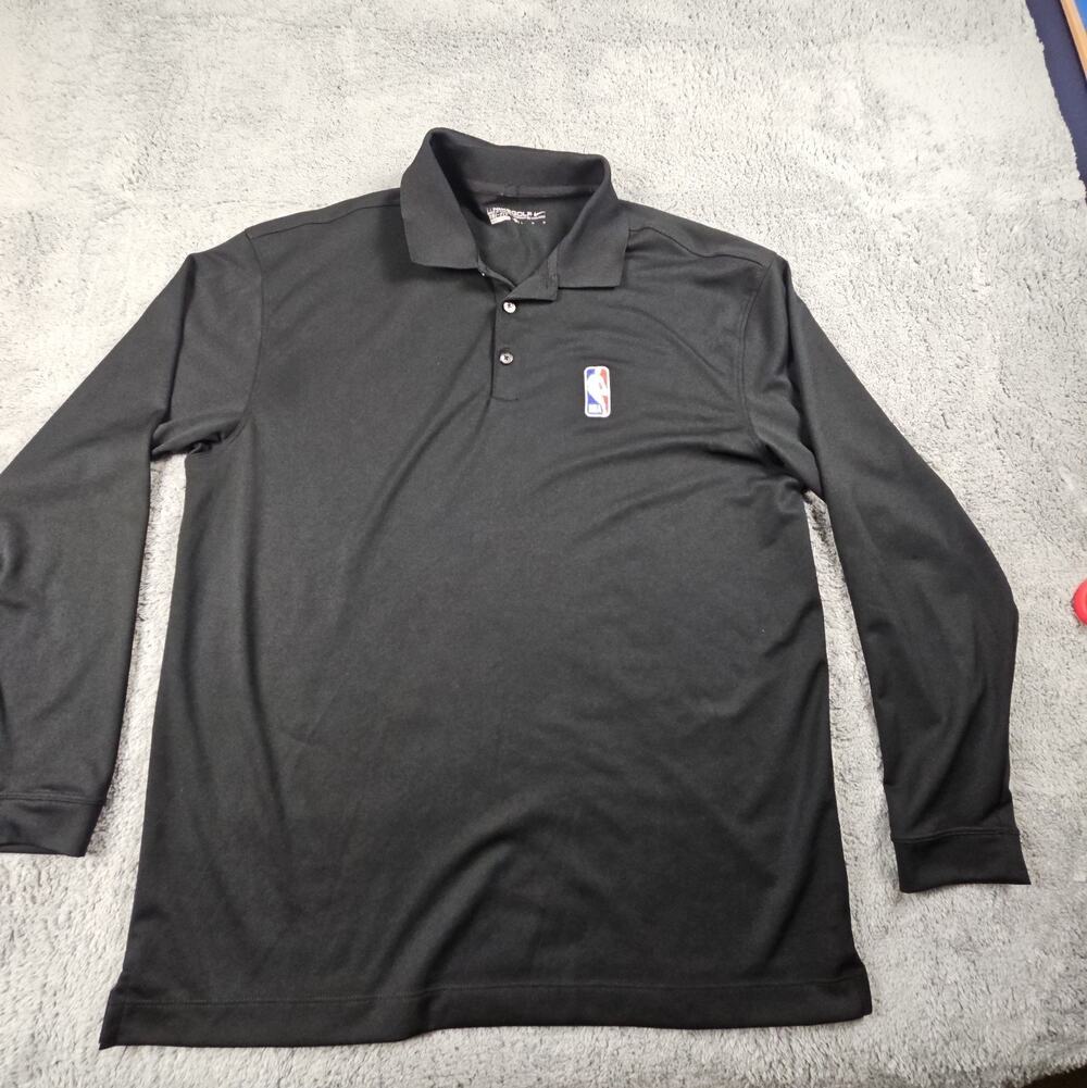 Men's Large Black Long sleeve DRI-FIT Golf Polo with NBA logo by Nike Golf